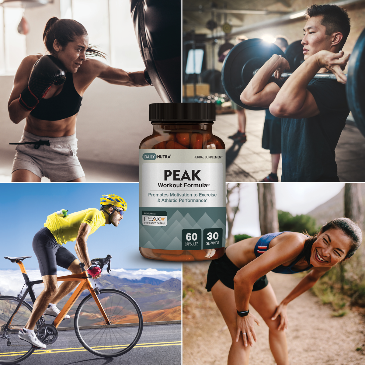 Peak Workout Formula by DailyNutra - Improved Motivation and Exercise Output | Pre-Workout and Recovery Supplement Featuring ActiGin, elevATP, Yerba